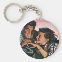 Vintage Teenagers, Love Romance, Promise Ring Key Chain