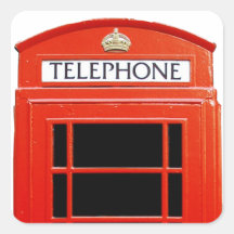Vintage Telephone Booth Square Stickers