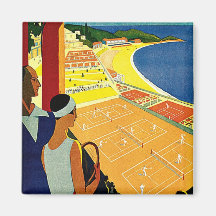 Vintage Tennis, Sports, Travel Poster, Monte Carlo Refrigerator Magnets