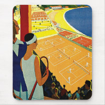 Vintage Tennis, Sports, Travel Poster, Monte Carlo Mousepad