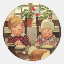 Vintage Thankful Children; Jessie Willcox Smith Round Stickers