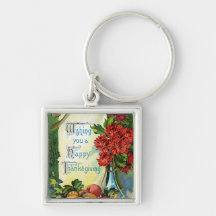 Vintage Thanksgiving Art Key Chain