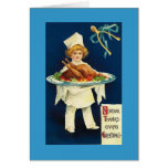 Vintage Thanksgiving Child Chef Greeting Card