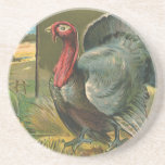 Vintage Thanksgiving Greetings with a Turkey Farm Beverage Coasters