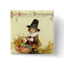 Vintage Thanksgiving Square Button