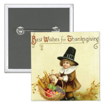 Vintage Thanksgiving Square Button