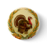 Vintage Thanksgiving Turkey Round Button