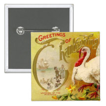 Vintage Thanksgiving Turkey Square Button