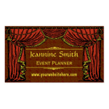 Vintage Theatre Curtains Damask Business Card