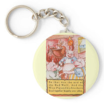 Vintage Three Little Pigs and the Wolf Keychains
