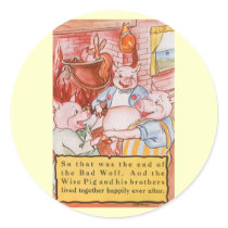 Vintage Three Little Pigs and the Wolf Stickers