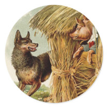 Vintage Three Little Pigs; Big bad Wolf and Pig Sticker