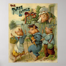 Vintage Three Little Pigs, Mum is Sad and Crying Posters
