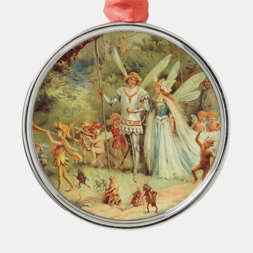 Vintage Thumbelina and Prince Wedding in Forest Ornament