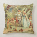 Vintage Thumbelina and Prince Wedding in Forest Throw Pillows