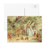 Vintage Thumbelina and Prince Wedding in Forest postcards