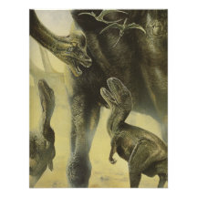 Vintage Torvosaurus and Brachiosaur Birthday Party Invitation