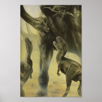 Vintage Torvosaurus and Brachiosaurus Dinosaurs Posters