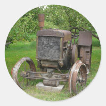 Vintage Tractor in Apple Orchard Round Sticker