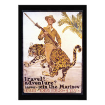 Vintage Travel Adventure Join the Marines Poster Personalized Invite