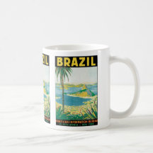 Vintage Travel Beach Coast, Rio de Janeiro Brazil Coffee Mugs