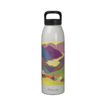 Vintage Travel, Family Picnic, Mountain Vacation Reusable Water Bottles