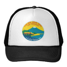 Vintage Travel Fuji Japan Hotel Label Art Hat