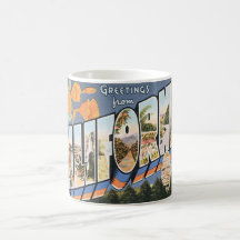 Vintage Travel, Greetings from California Poppies Mug
