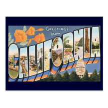 Vintage Travel, Greetings from California Poppies Post Cards