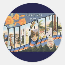 Vintage Travel, Greetings from California Poppies Sticker