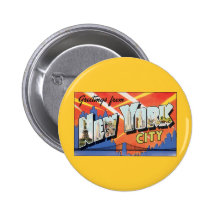 Vintage Travel, Greetings from New York City NYC Pinback Buttons