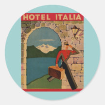 Vintage Travel - Hotel Italia Round Sticker