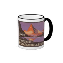 Vintage Travel, Matterhorn Mountain in Switzerland Mugs