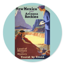 Vintage Travel -  New Mexico and Arizona Rockies Round Stickers
