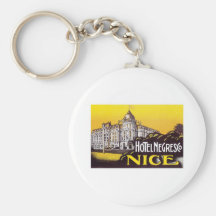 Vintage Travel Nice France Hotel Label Art Keychains