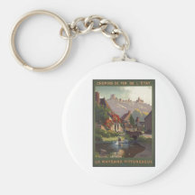 Vintage Travel Poster Ad Retro Prints Key Chain