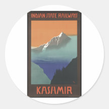 Vintage Travel Poster Ad Retro Prints Round Stickers