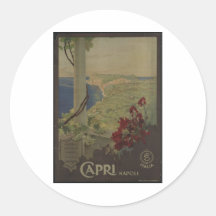 Vintage Travel Poster Ad Retro Prints Round Stickers