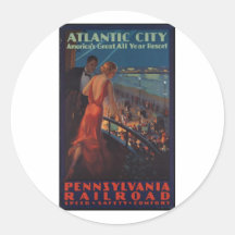 Vintage Travel Poster Ad Retro Prints Round Sticker