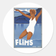Vintage Travel Poster Ad Retro Prints Round Stickers