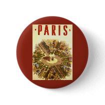 Vintage Travel Poster Arc de Triomphe Paris France Pinback Buttons