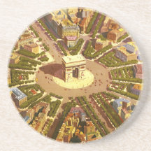 Vintage Travel Poster Arc de Triomphe Paris France Coaster