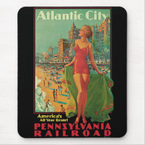 Vintage Travel Poster; Atlantic City Mousepads