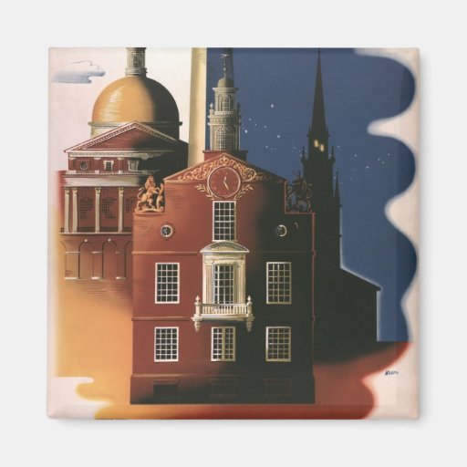Vintage Travel Poster, Boston, Massachusetts Refrigerator Magnets