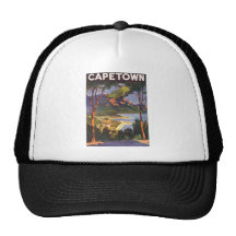 Vintage Travel Poster, Cape Town, South Africa Mesh Hat