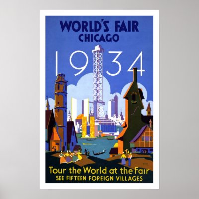 Vintage Travel Poster Chicago World`s Fair 1934