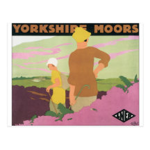 Vintage Travel Poster for Yorkshire Moors Post Cards