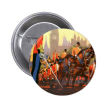 Vintage Travel Poster, Great Britain, England Pinback Buttons