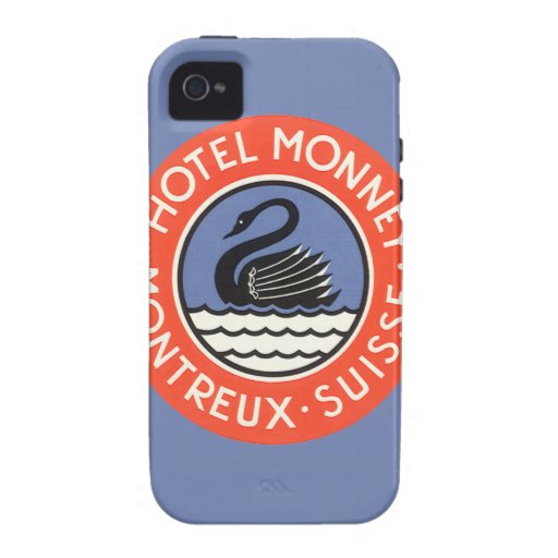 Vintage Travel Poster, Hotel Monney, Switzerland iPhone 4 Case