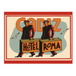 Vintage Travel Poster, Hotel Roma, Cadiz, Spain Post Card